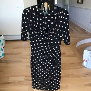 Black and Beige Polkadot Dress